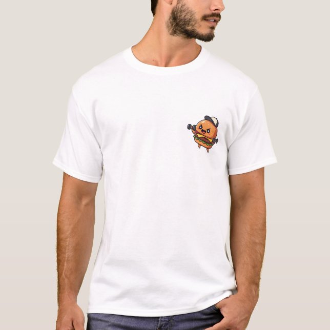 T-shirt Buff Cartoon Cheeseburger Character (Devant)