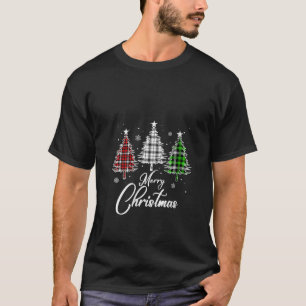 T-shirt Buffalo de sapin de Noël Plaid Red White Gree
