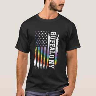 T-shirt Buffalo Ny États-Unis Arc-en-ciel détendu avec US