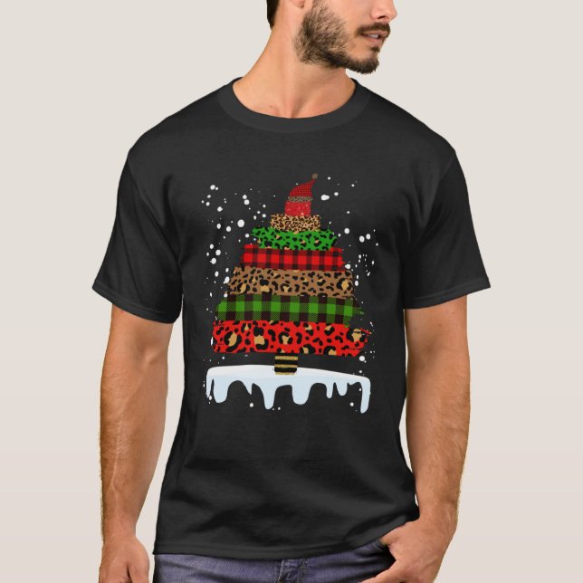 T-shirt Buffalo Plaid and Leopard Christmas Tree  1 (Devant)