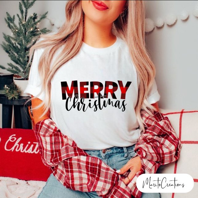 T-shirt Buffalo Plaid Christmas, Merry Christmas Buffalo. (Créateur téléchargé)