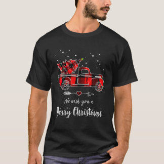 T-shirt Buffalo Plaid Christmas Tree Camion Rouge Funky T