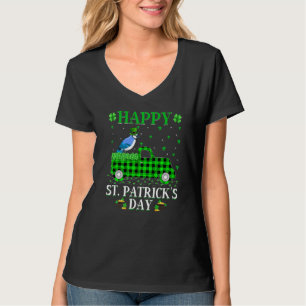 T-shirt Buffalo Plaid Green Truck Blue Jay Bird St Patrick