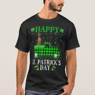 T-shirt Buffalo Plaid Green Truck Coonhound Chien St Patro