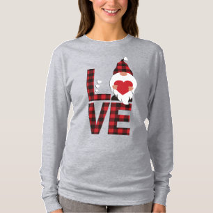 T-shirt Buffalo Plaid Love Gnome
