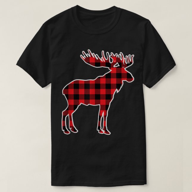 T-shirt Buffalo Plaid Moose Christmas Design (Design devant)