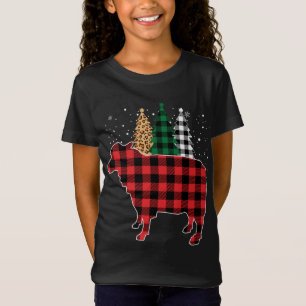 T-Shirt Buffalo Plaid Sheep Tree Empreinte de léopard Noël