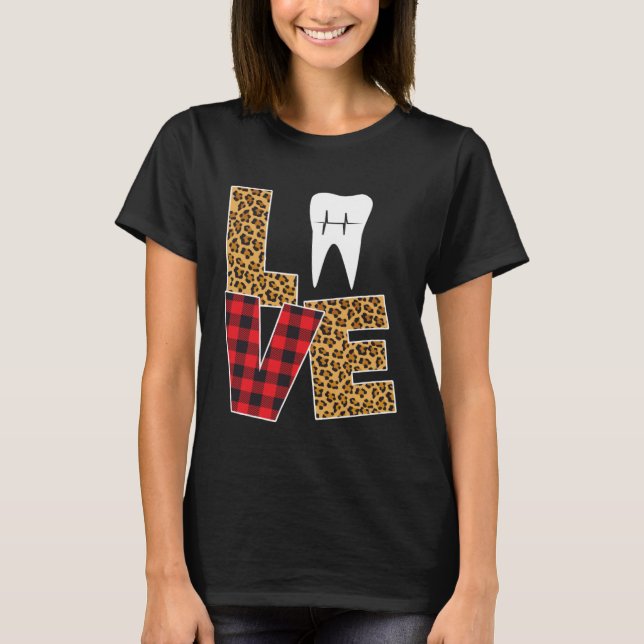 T-shirt Buffalo Plaid Toothpaste & Tooth Dentist Valentine (Devant)
