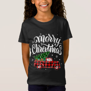 T-Shirt Buffalo Plaid Truck Wagon Christmas Tree voiture N