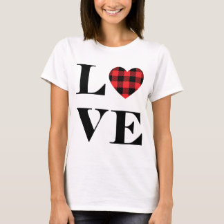 T-shirt Buffalo Red Plaid Heart Love