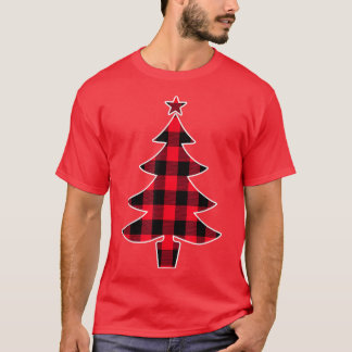 T-shirt Buffalo rouge Plaid sapin de Noël pour maman papa