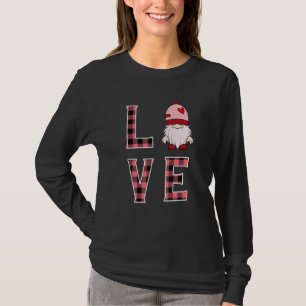 T-shirt Buffalo Style Pink Plaid Gnome Love & Heart Valent