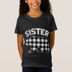 T-Shirt Buffle Noir Et Blanc Plaid Soeur Ours Christma