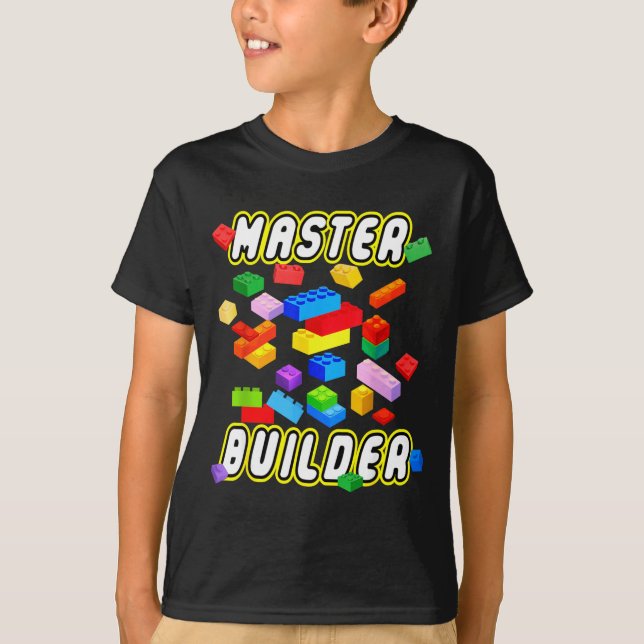 T-shirt Building Bricks Master Builder Construction Block  (Devant)
