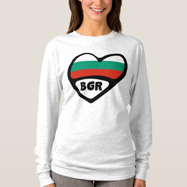 T-shirt Bulgarie Code Pays Coeur Drapeau, BGR (Devant)