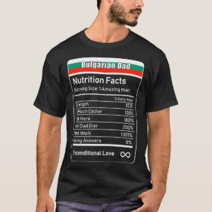 T-shirt Bulgarie Papa Nutrition Facts Fête des pères Cad