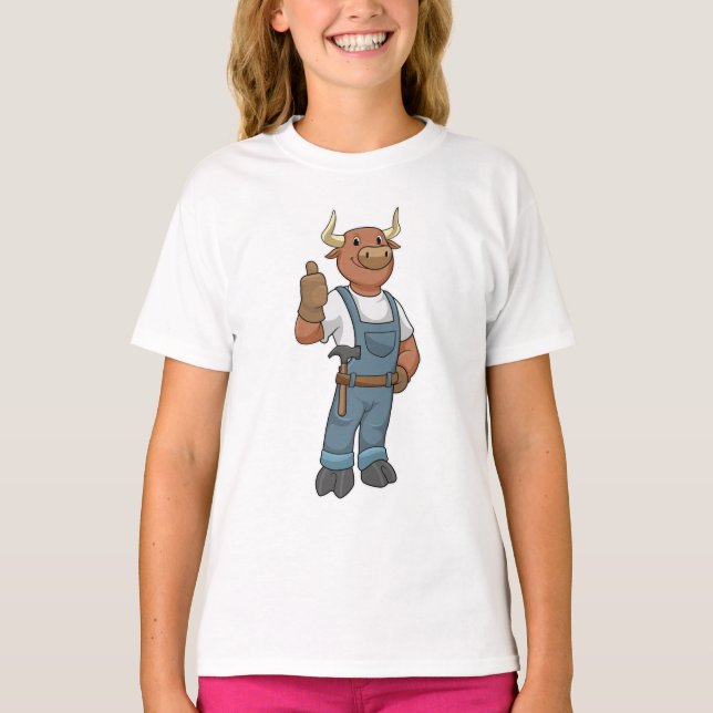 T-shirt Bull comme Handyman avec Hammer (Devant)