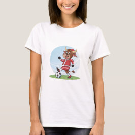 T-shirt Bull in Christmas costume and soccer ball