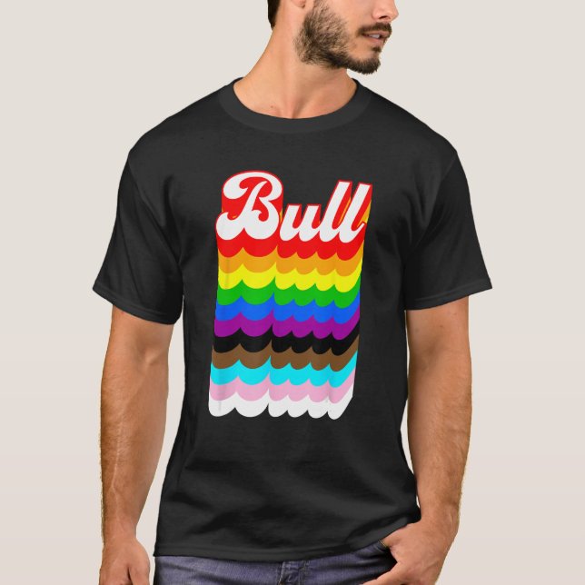 T-shirt Bull LGBTQ orbite arc-en-ciel (Devant)