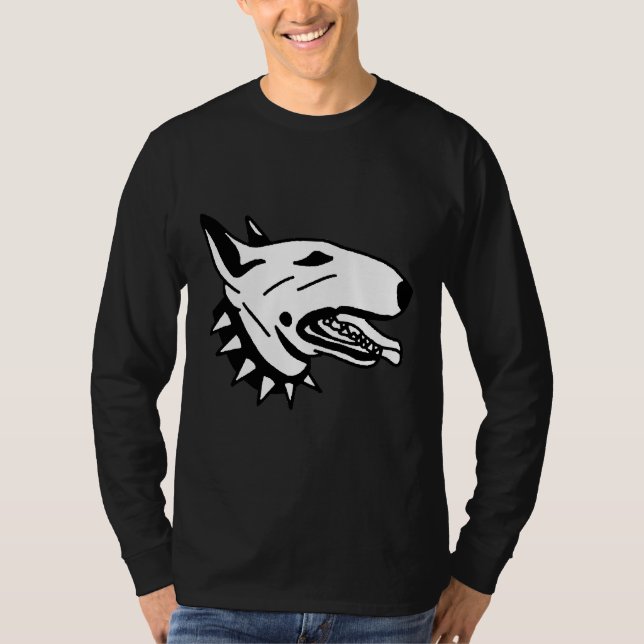 T-shirt Bull Terrier Avec Un Col Noir Araigné (Devant)