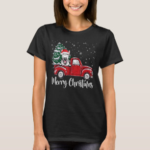 T-shirt Bull Terrier Camion Rouge Arbre de Noël Chien de N