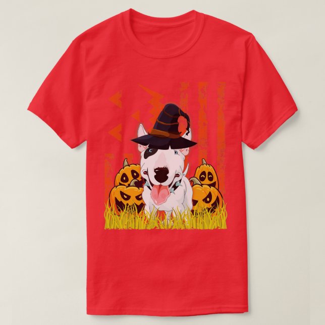 T-shirt Bull Terrier Chien Sorcière Dansant Autour De Citr (Design devant)