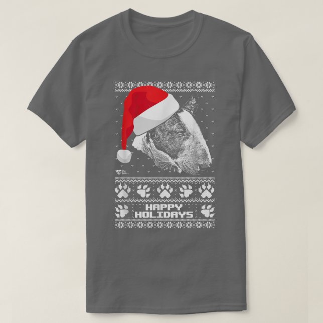 T-shirt Bull Terrier Cute Joyeux Noël (Design devant)
