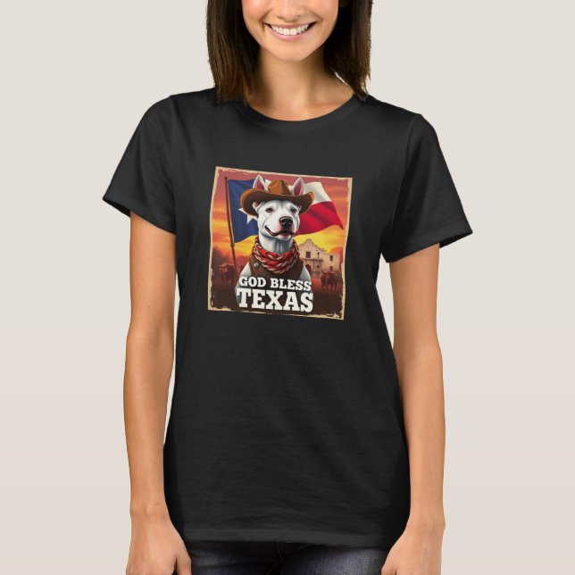 T-shirt Bull Terrier God Bless Texas (Devant)
