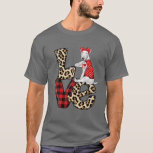 T-shirt Bull Terrier Love Leopard Happy Valentines Day Chi