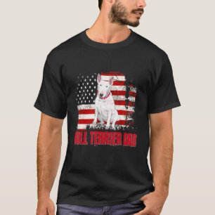 T-shirt Bull Terrier Papa Drapeau américain 4 juillet Chie