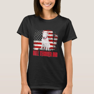 T-shirt Bull Terrier Papa Drapeau américain 4 juillet Chie