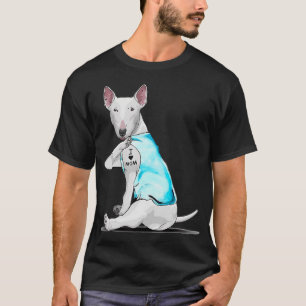 T-shirt Bull Terrier Tattoos I Love MOM assis Cadeau Mothe