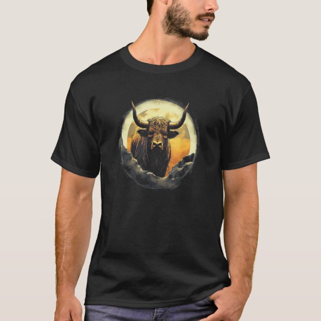 T-shirt Bull With Full Moon - Full Moon Bull (Devant)