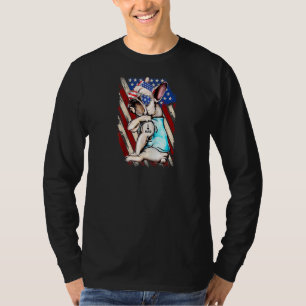 T-shirt Bulldog a tatouage I Love Papa Patriotique Usa Dra