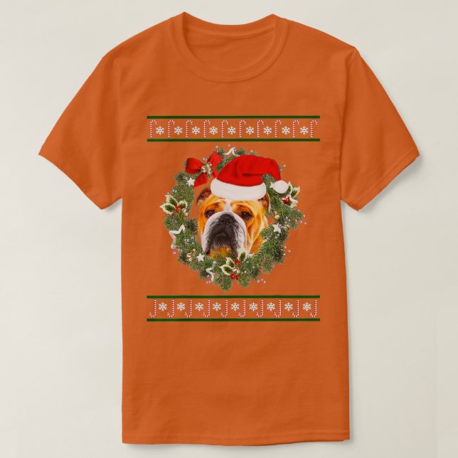 T-shirt Bulldog anglais - Bulldog anglais - Noël (Design devant)