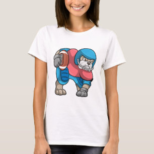 T-shirt Bulldog au sport avec football et casque