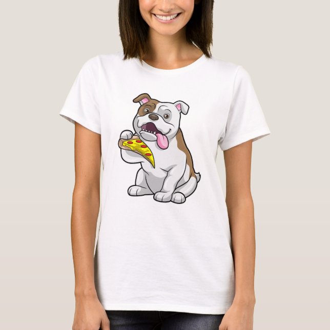 T-shirt Bulldog avec morceau de pizza (Devant)