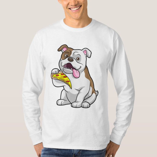 T-shirt Bulldog avec morceau de pizza (Devant)