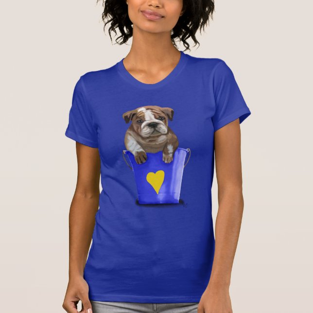 T-shirt Bulldog Bucket Of Love Blue (Devant)