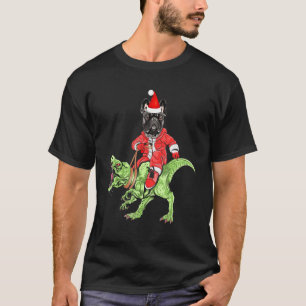 T-shirt Bulldog équitation Dinosaur T Rex sapin de Noël Pè