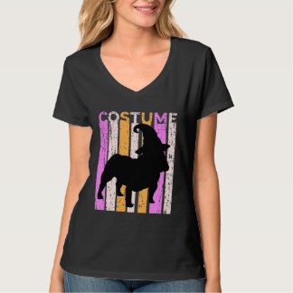 T-shirt Bulldog Halloween In Witch Hat Orange Retro Vintag