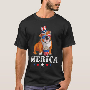 T-shirt Bulldog Men Femmes États-Unis drapeau anglais Bull