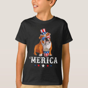 T-shirt Bulldog Men Femmes États-Unis drapeau anglais Bull