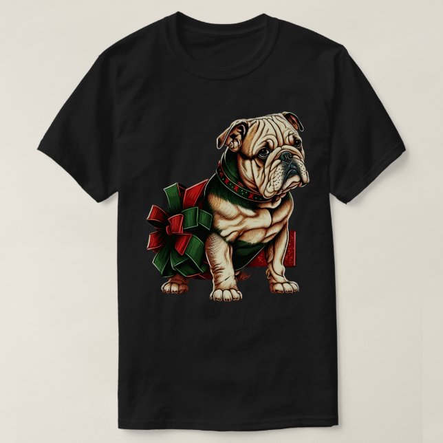 T-shirt Bulldog Noël 2 (Design devant)
