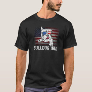 T-shirt Bulldog Papa Américain Bulldog Chien Nous Drapeau