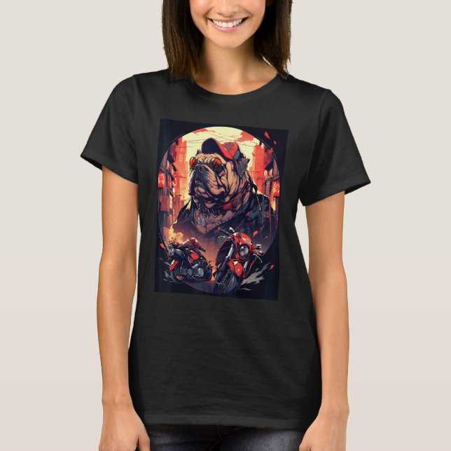 T-shirt Bulldog s Midnight Road Trip Night Riders (Devant)