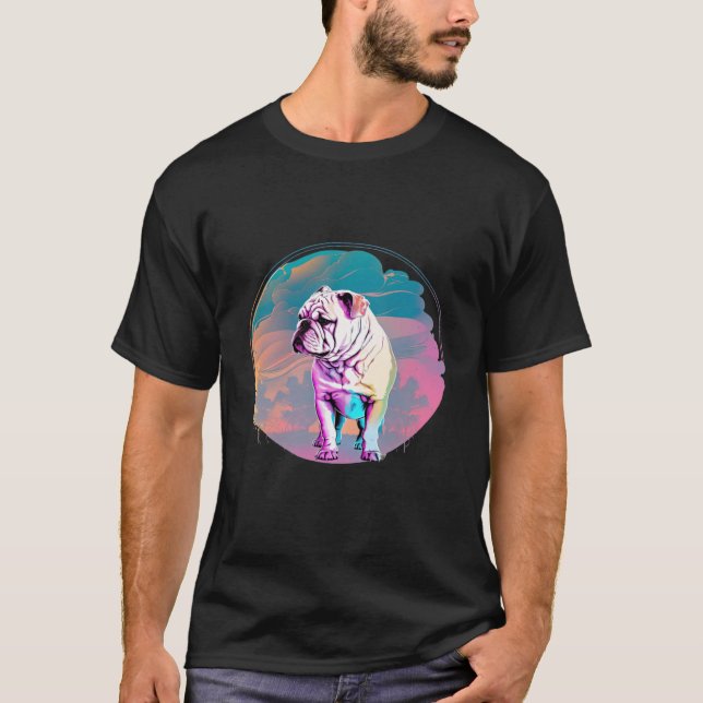 T-shirt Bulldog Vaporwave Retrowave Aesthetic (Devant)
