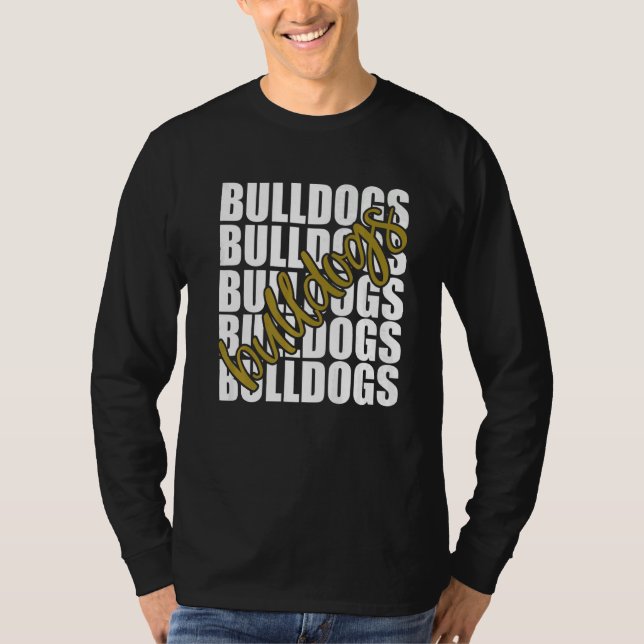 T-shirt Bulldogs Gold School Sports Fan Team Spirit   (Devant)