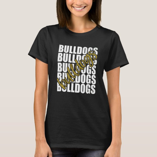 T-shirt Bulldogs Gold School Sports Fan Team Spirit   (Devant)