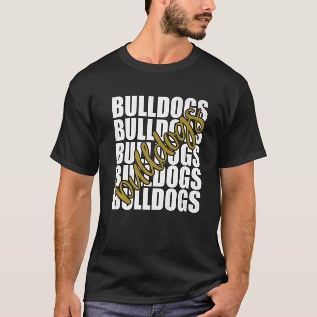 T-shirt Bulldogs Gold School Sports Fan Team Spirit   (Devant)